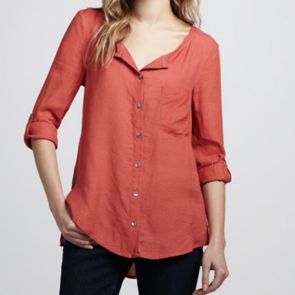Soft JOIE Kaeri Gauze Button-Front Blouse